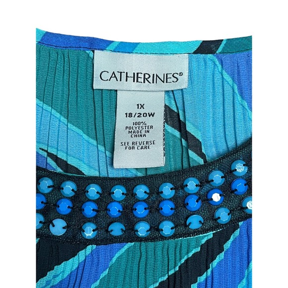 Catherines Women's Scoop Neck Flutter Sleeve Beaded Blouse Plus Size 1X 18/20W - Picture 7 of 9